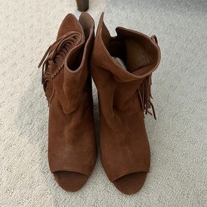 Dolce Vita brown heeled booties with fringe